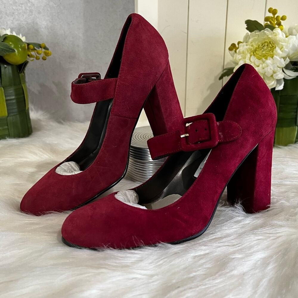 NEW Spiegel Vintage Y2K Suede Mary Jane Buckle Strap High Heel Pumps 5.5 NWOB - Picture 1 of 14